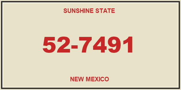 Historic 1932 New Mexico license plate carrying the words Sunshine State rather than Land of Enchantment