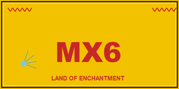 New Mexico motorcycle license plate in the yellow yucca design with a short serial