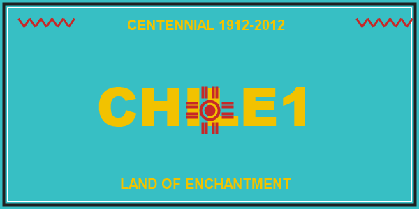 New Mexico prestige vanity plate showing custom characters on the turquoise Centennial design